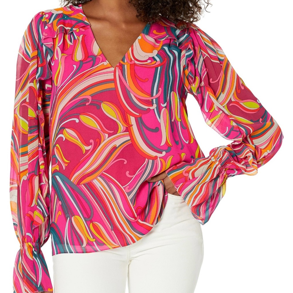 Trina Turk Vibrant Pink Patterned Women's Top